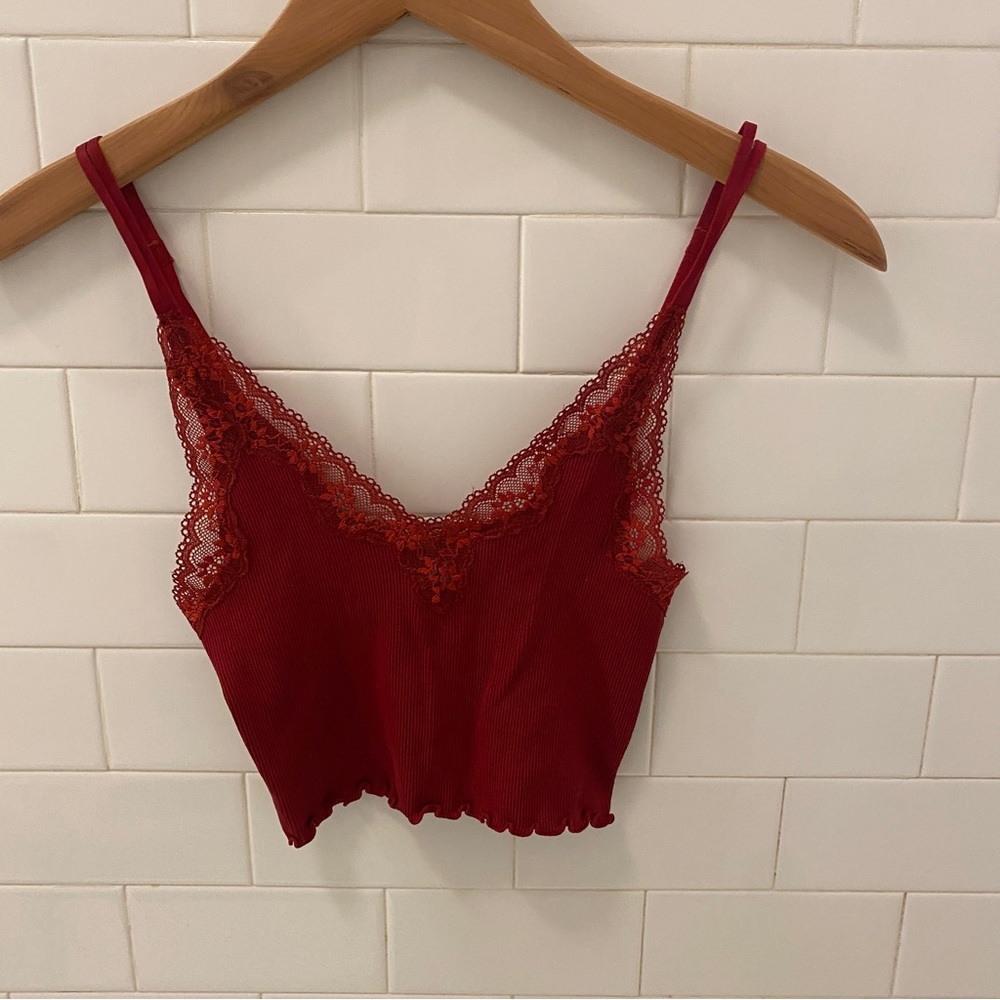 gap deep v lace cami top